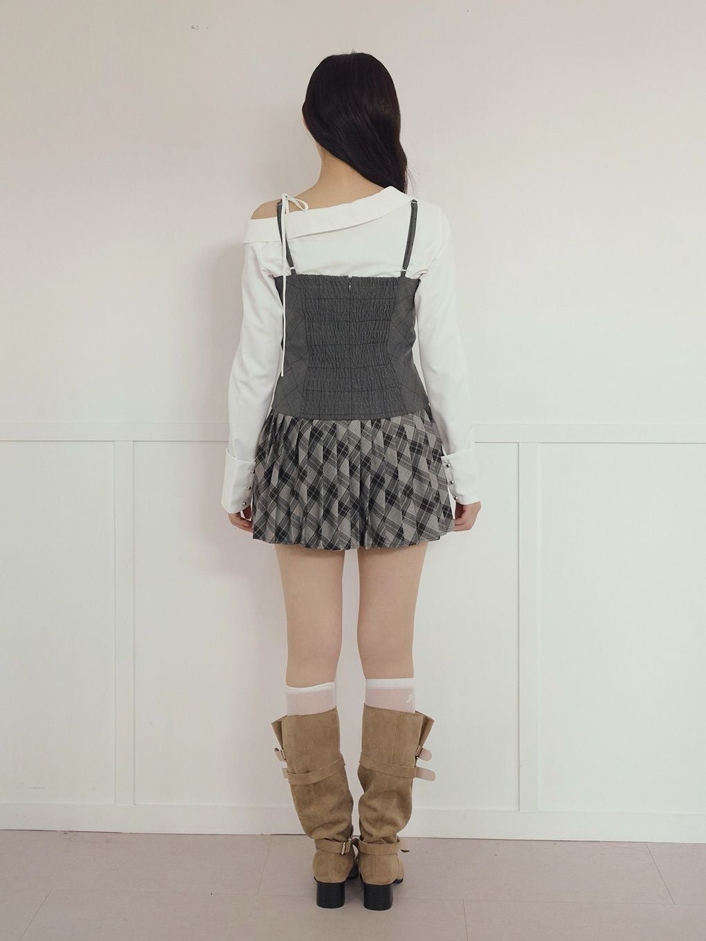 【BUBBLES】アシンメトリーリボンシャツ