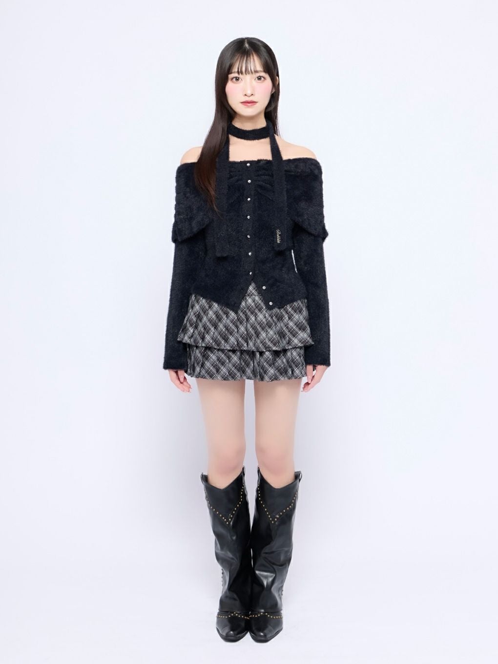 【BUBBLES】リボンタイオフショルニット