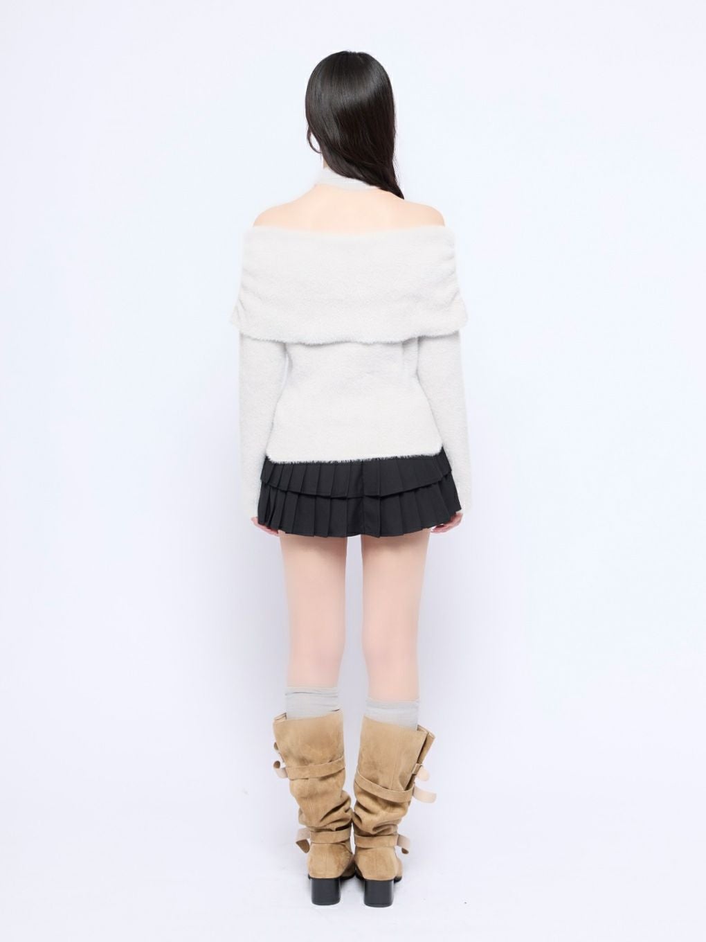 【BUBBLES】リボンタイオフショルニット