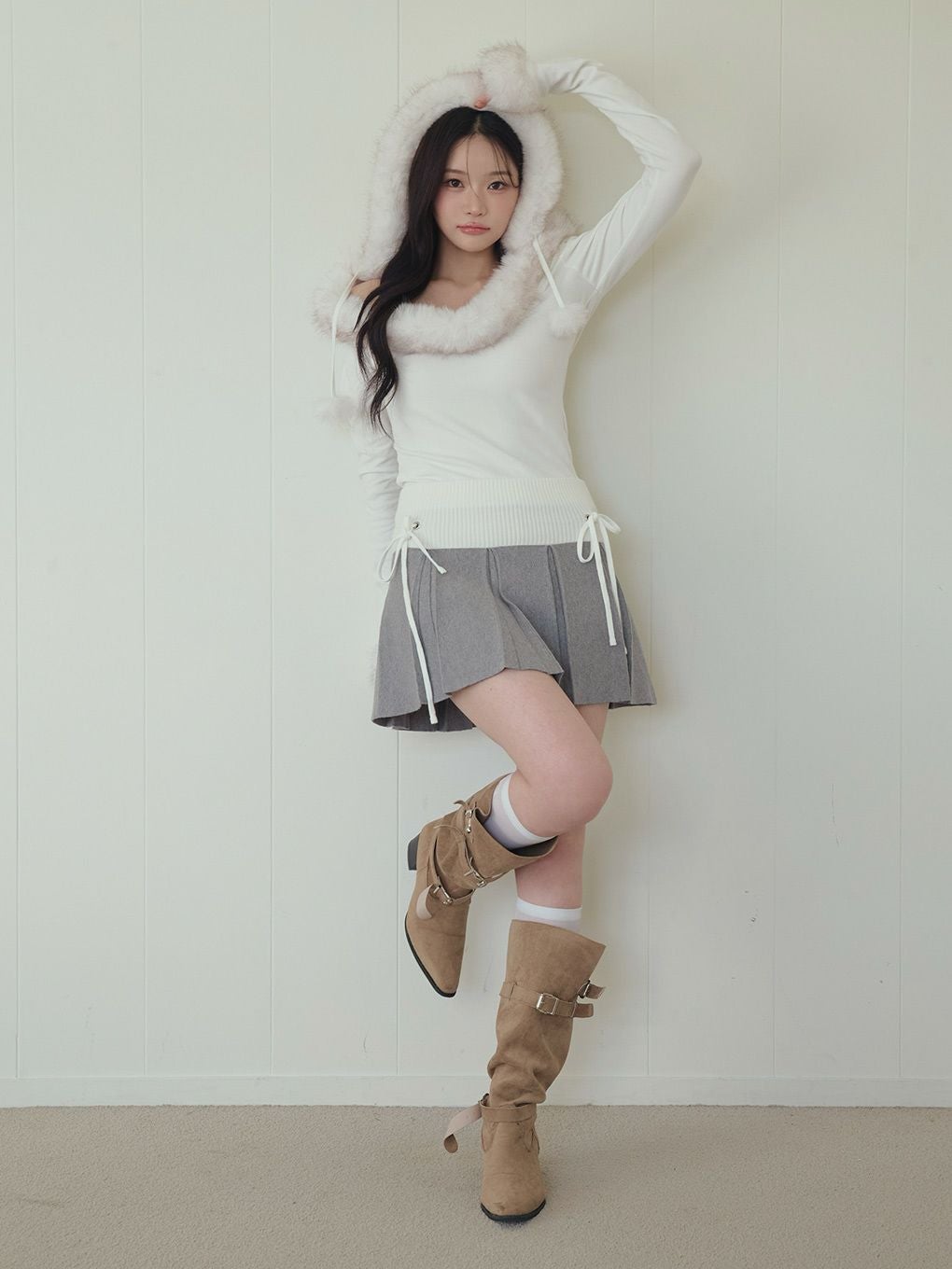 BUBBLES】フードファーオフショルトップス | sparkling mall online store