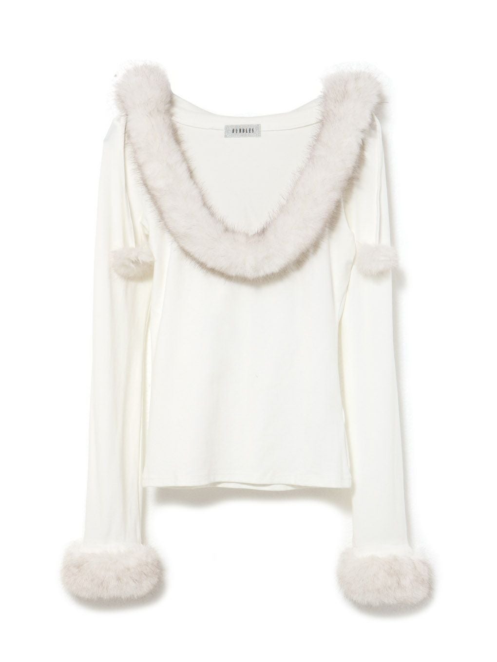 【BUBBLES】フードファーオフショルトップス