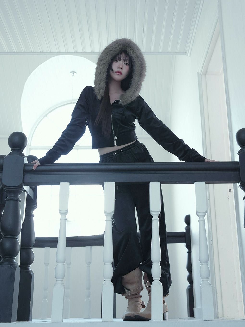 【BUBBLES】ベルベットファーパーカー