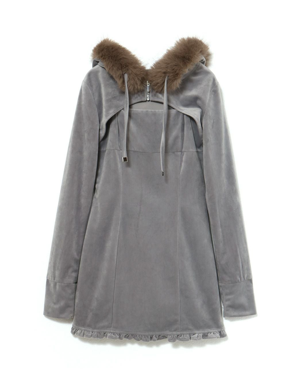 【BUBBLES】ベルベットファーパーカーワンピース