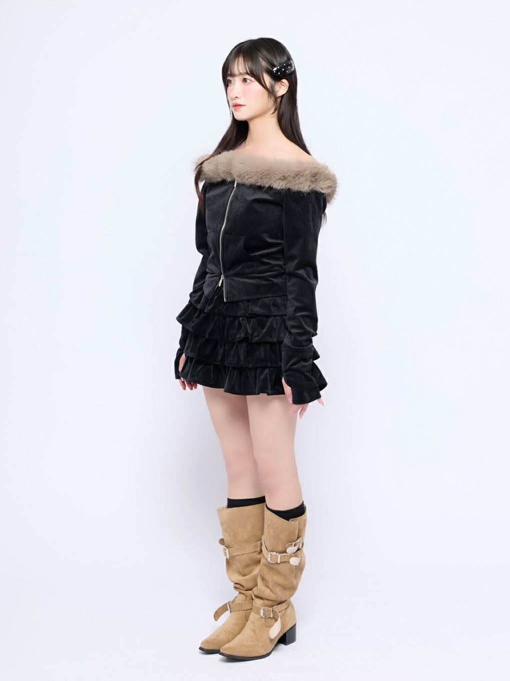 【BUBBLES】ベルベットフリルスカパン