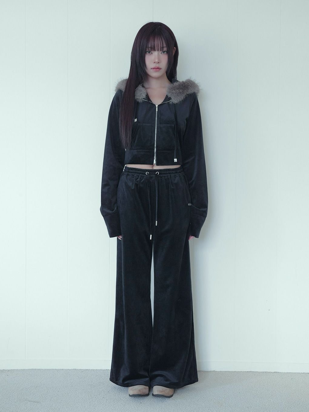 【BUBBLES】ベルベットワイドパンツ