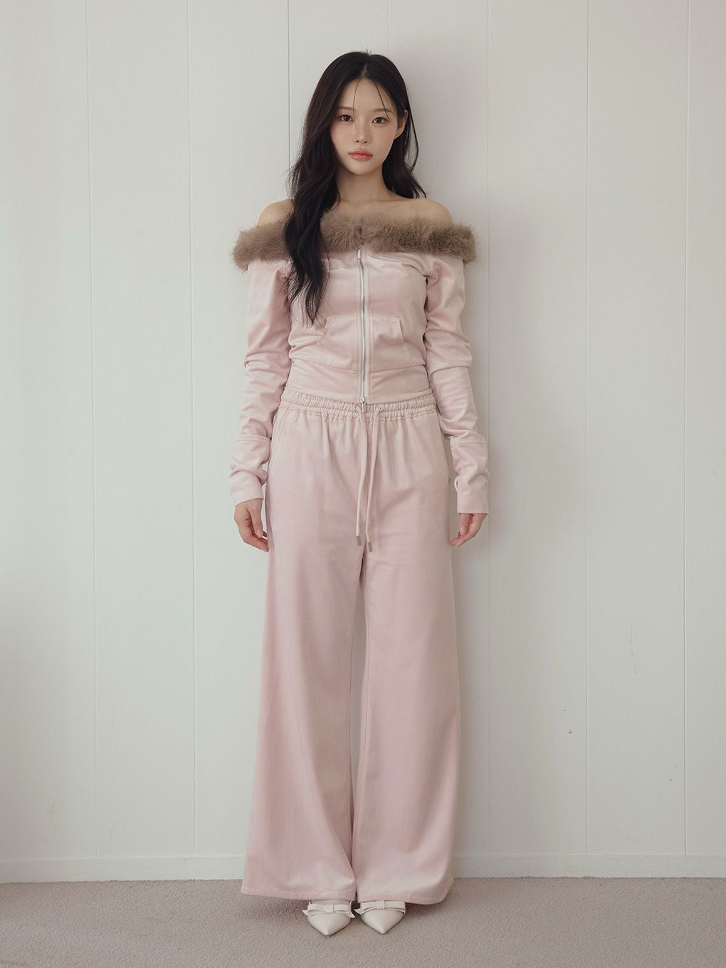 【BUBBLES】ベルベットワイドパンツ