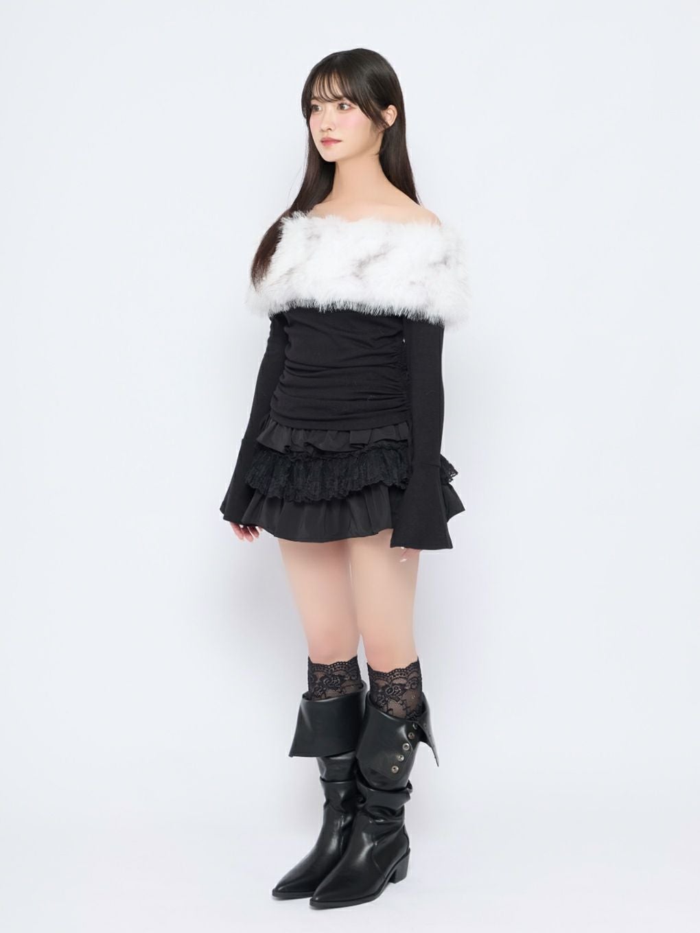 BUBBLES】ファーオフショルトップス | sparkling mall online store