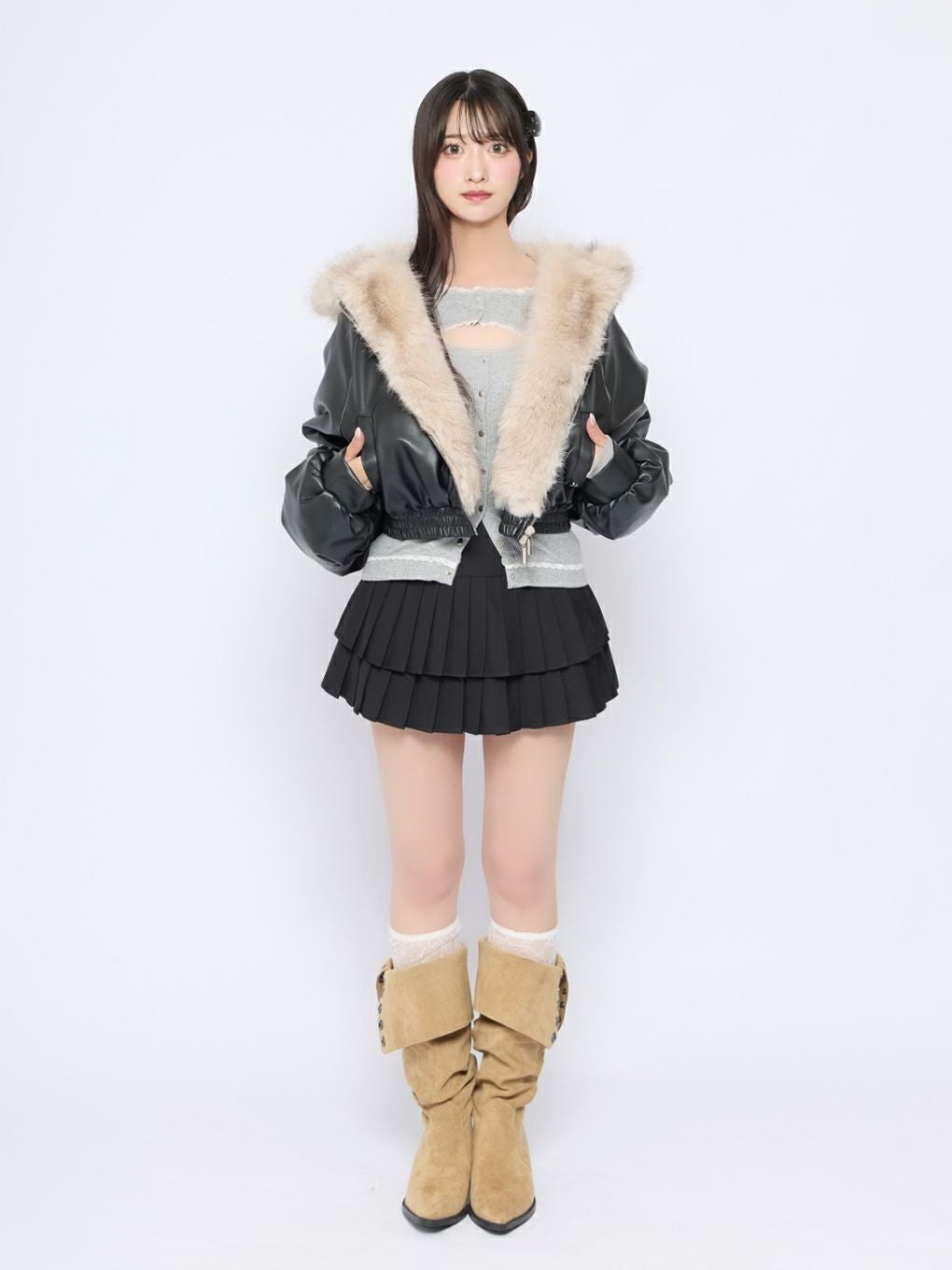 【BUBBLES】フードファーブルゾン