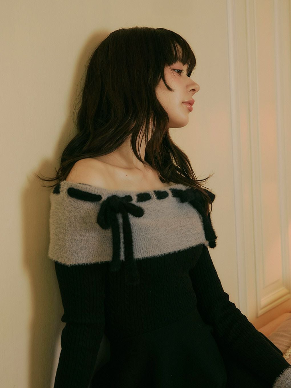 【BUBBLES】リボンオフショルワンピース