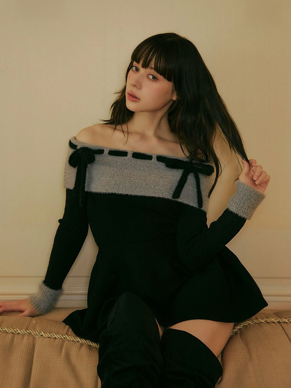 BUBBLES】リボンオフショルワンピース | sparkling mall online store