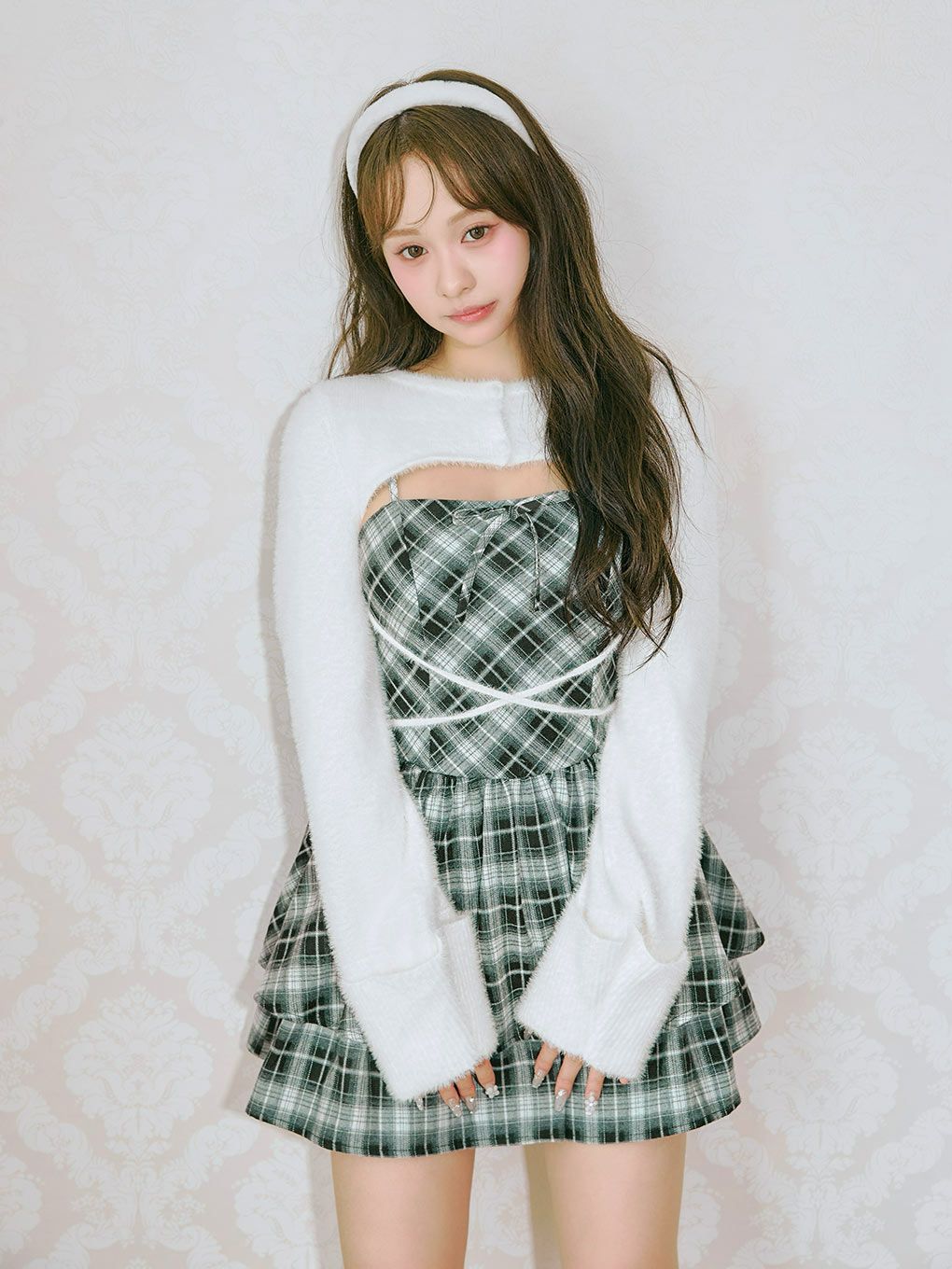 【BUBBLES】オープンネックギャザーワンピース