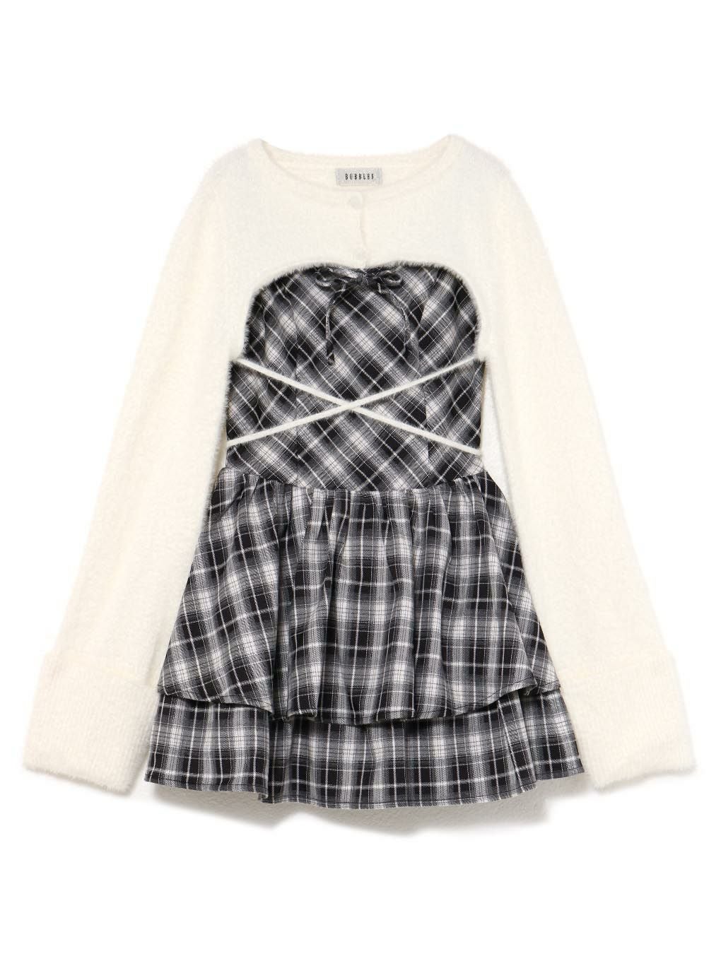 【BUBBLES】オープンネックギャザーワンピース
