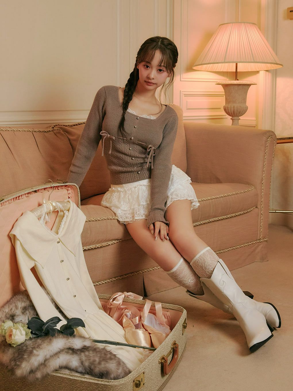 BUBBLES】リボンケーブルニットトップス | sparkling mall online store BUBBLES】リボンケーブルニットトップス | sparkling mall online store
