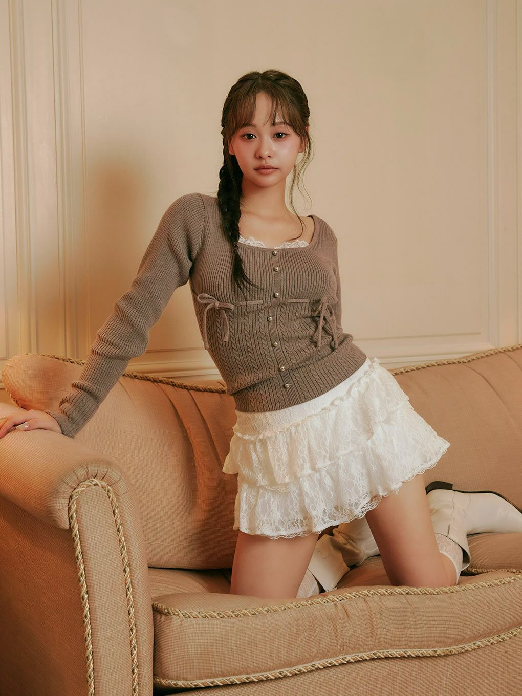 BUBBLES】リボンケーブルニットトップス | sparkling mall online store