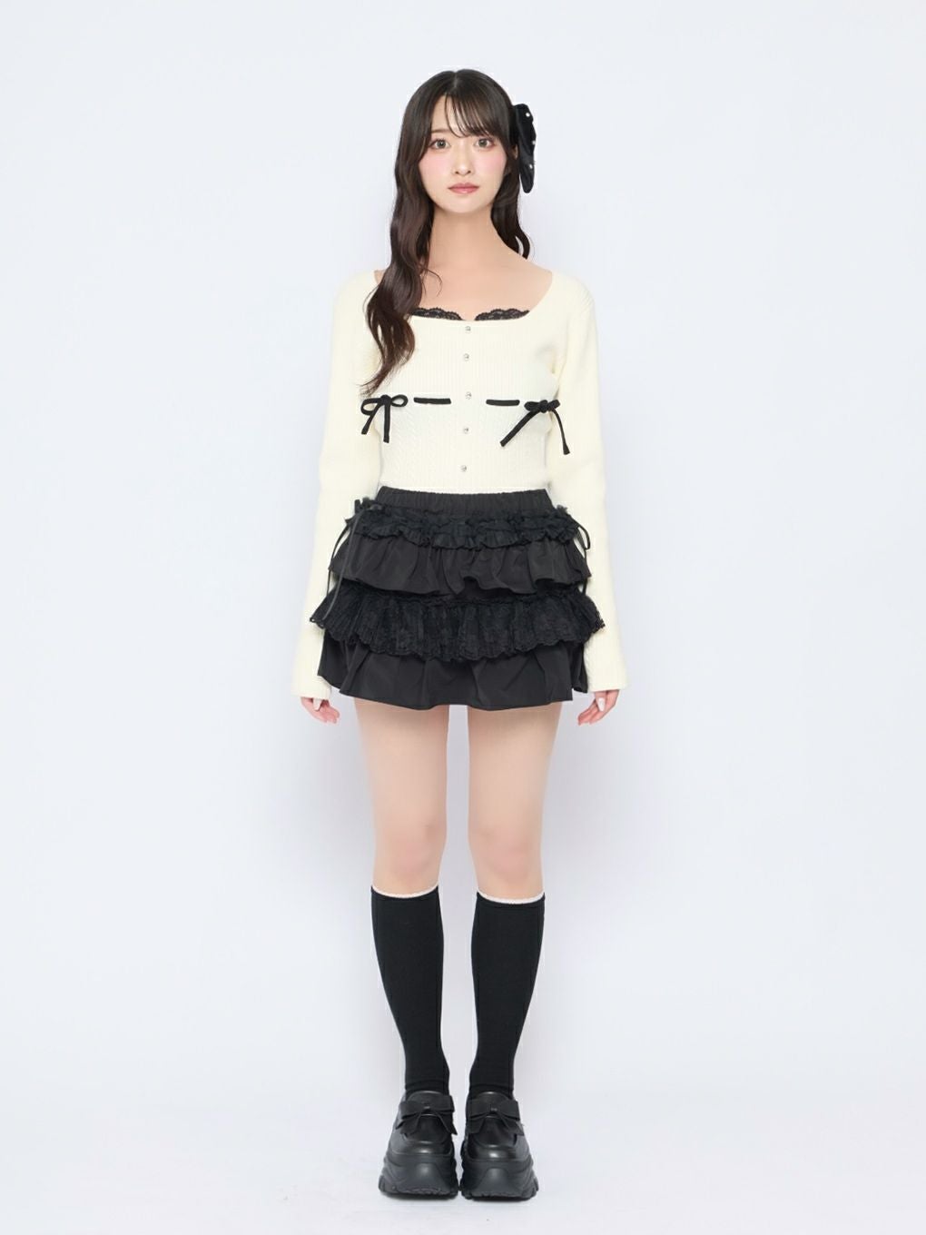 BUBBLES】リボンケーブルニットトップス | sparkling mall online store