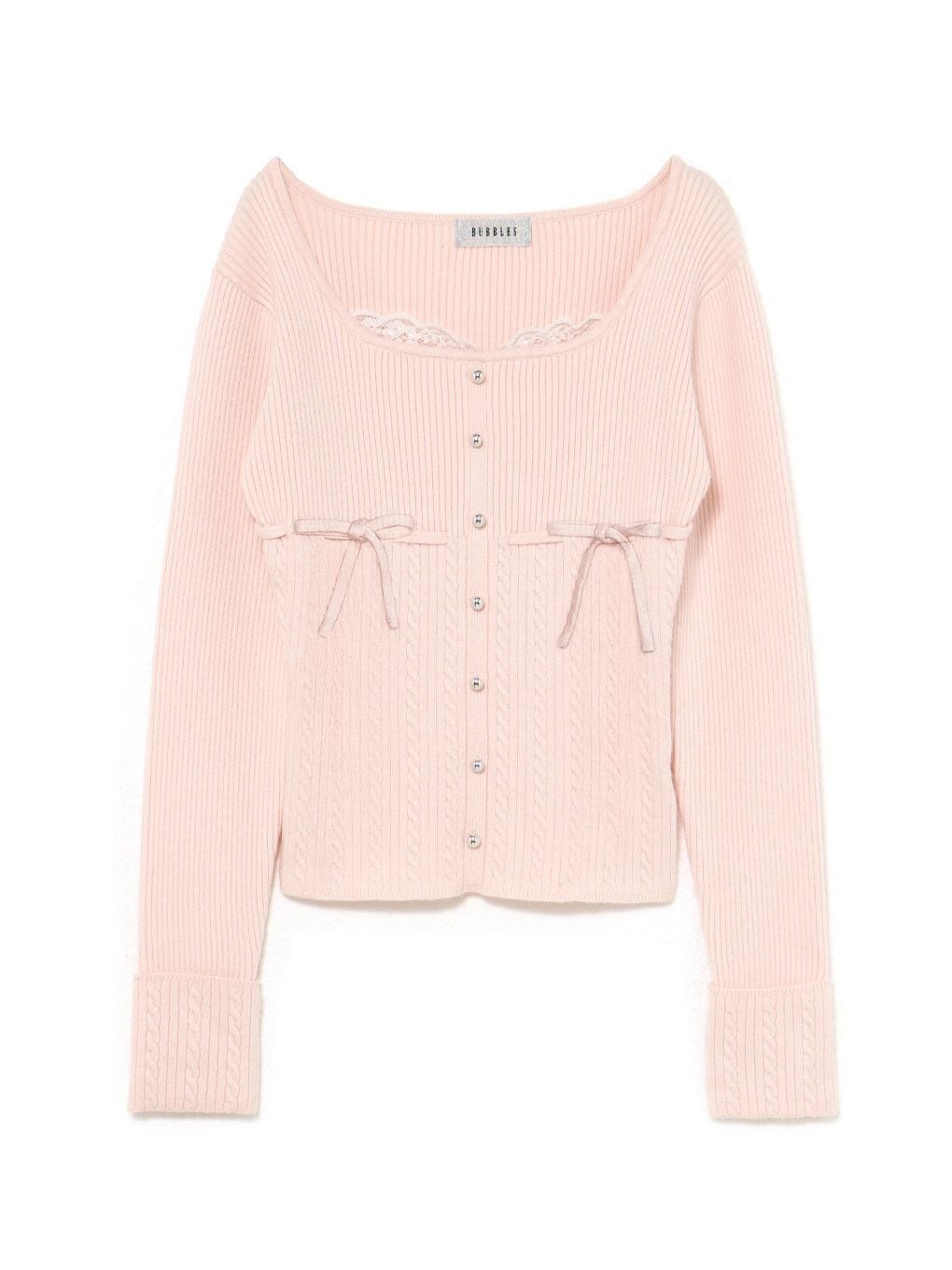 bubbles フリルリボントップス ピンク KNIT | sparkling mall online store