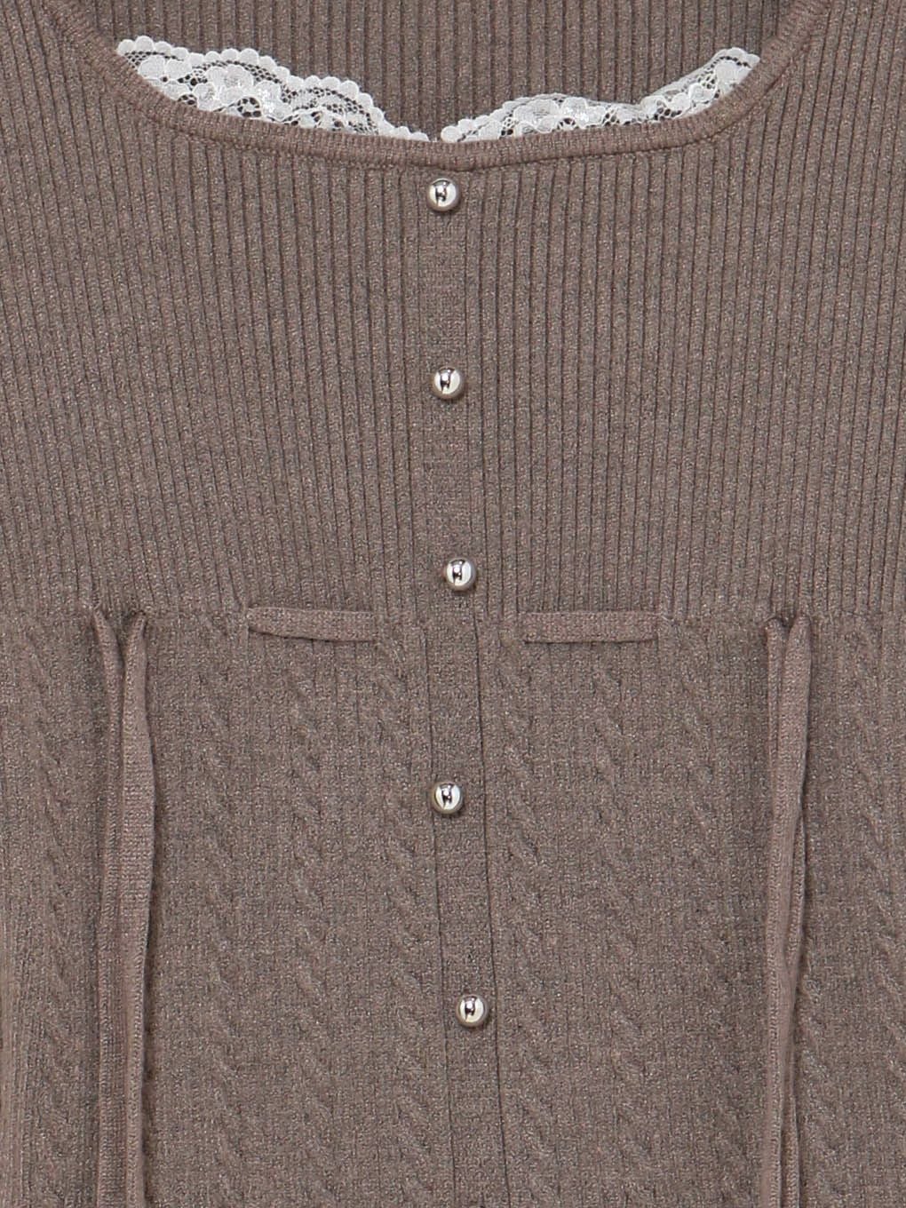 【BUBBLES】リボンケーブルニットトップス