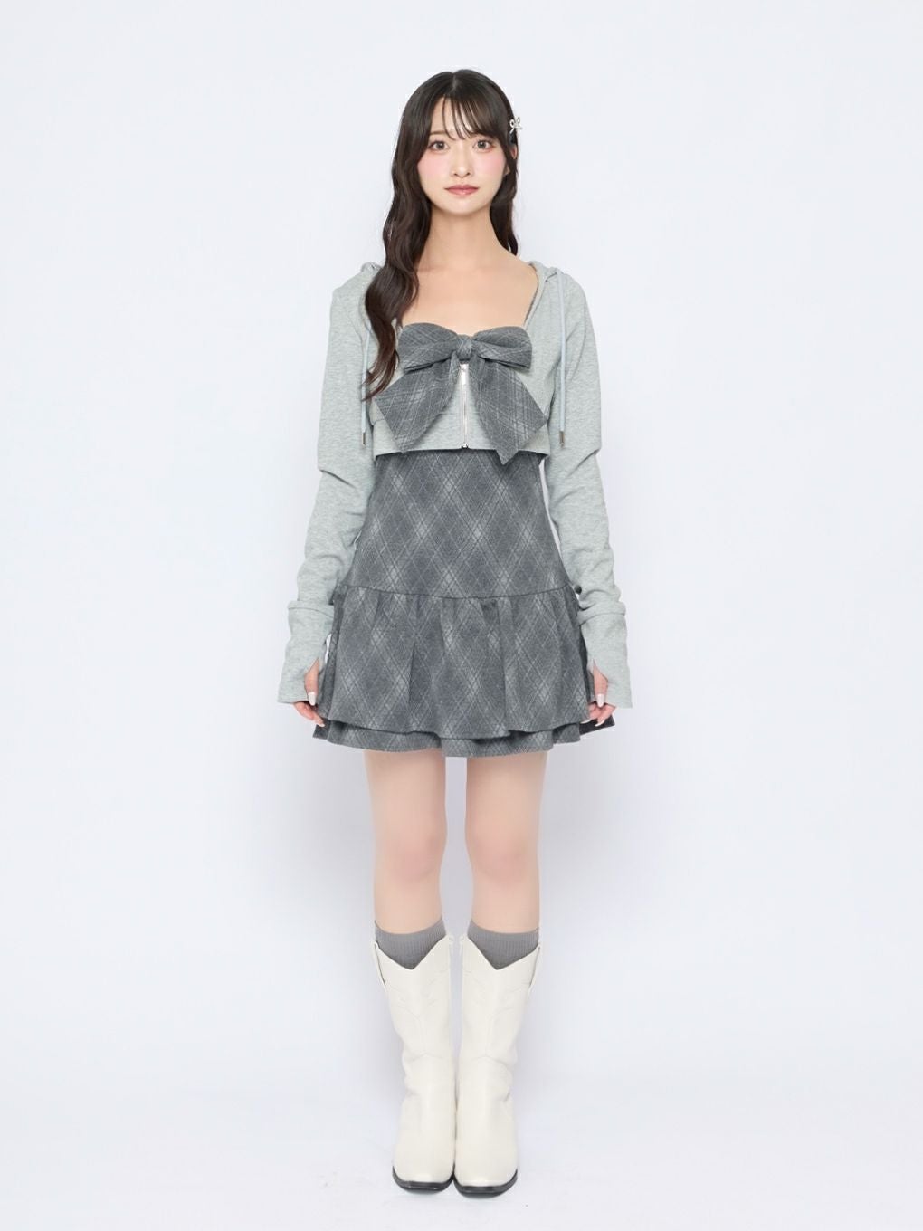 【BUBBLES】チェックパーカーワンピース