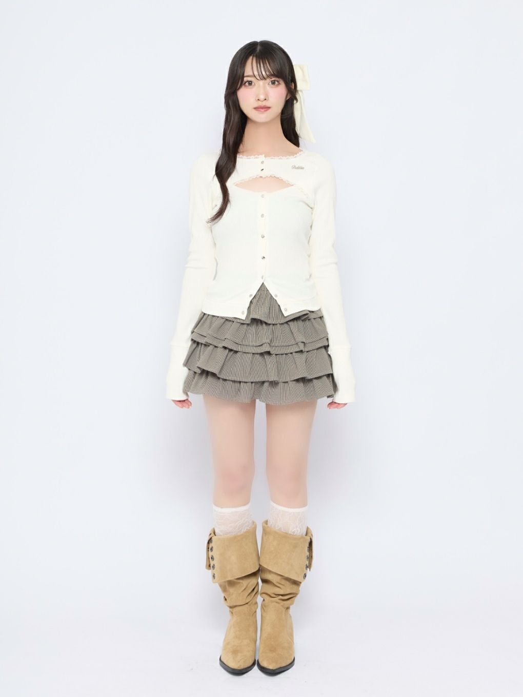 BUBBLES】オープンネックリブトップス | sparkling mall online store