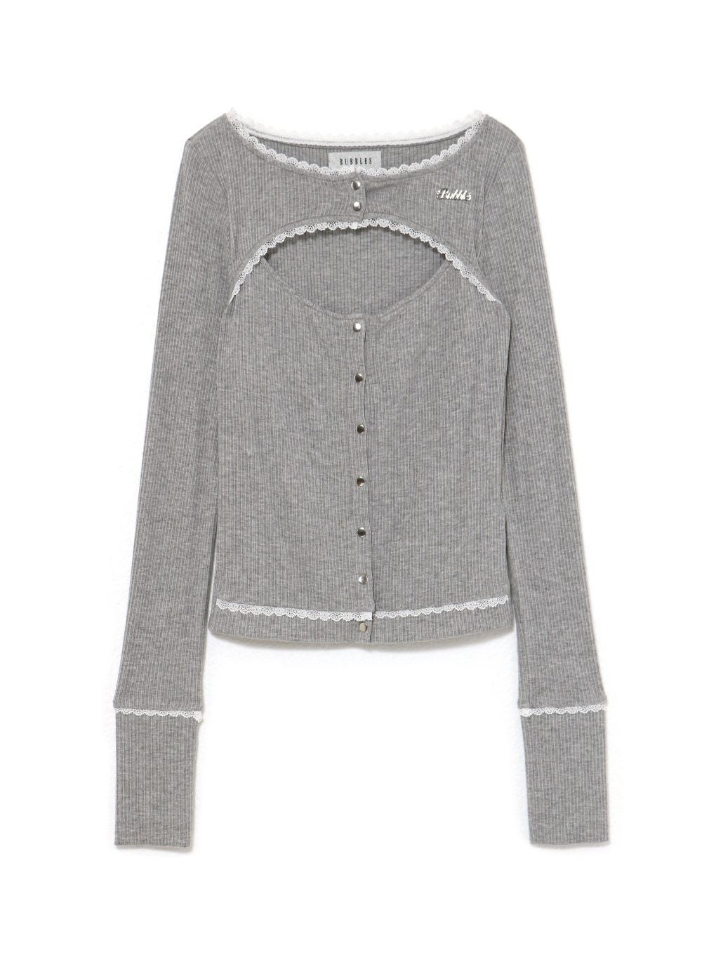 【BUBBLES】オープンネックリブトップス