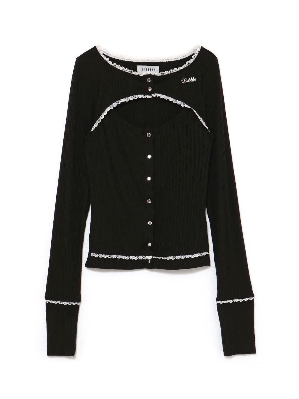 【BUBBLES】オープンネックリブトップス