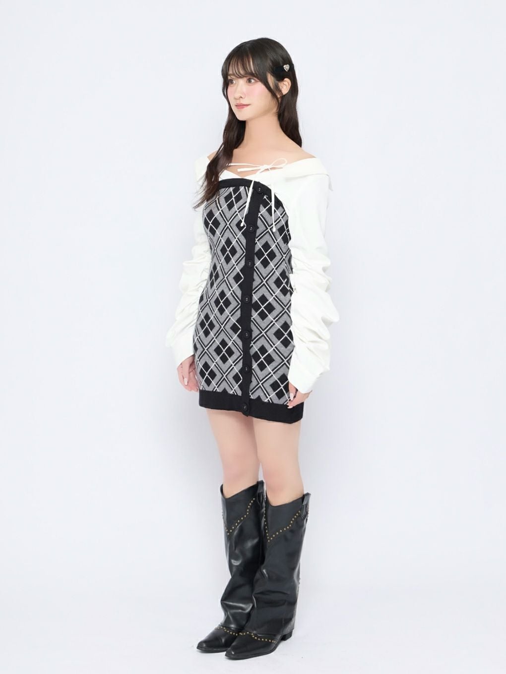 【BUBBLES】ルーズシャツニットワンピース