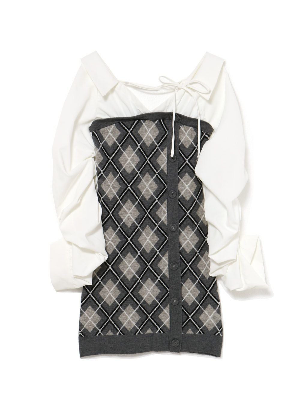 【BUBBLES】ルーズシャツニットワンピース