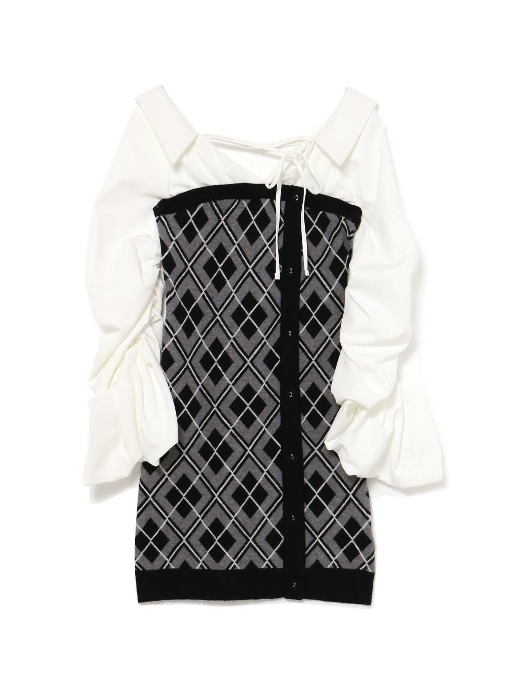 【BUBBLES】ルーズシャツニットワンピース