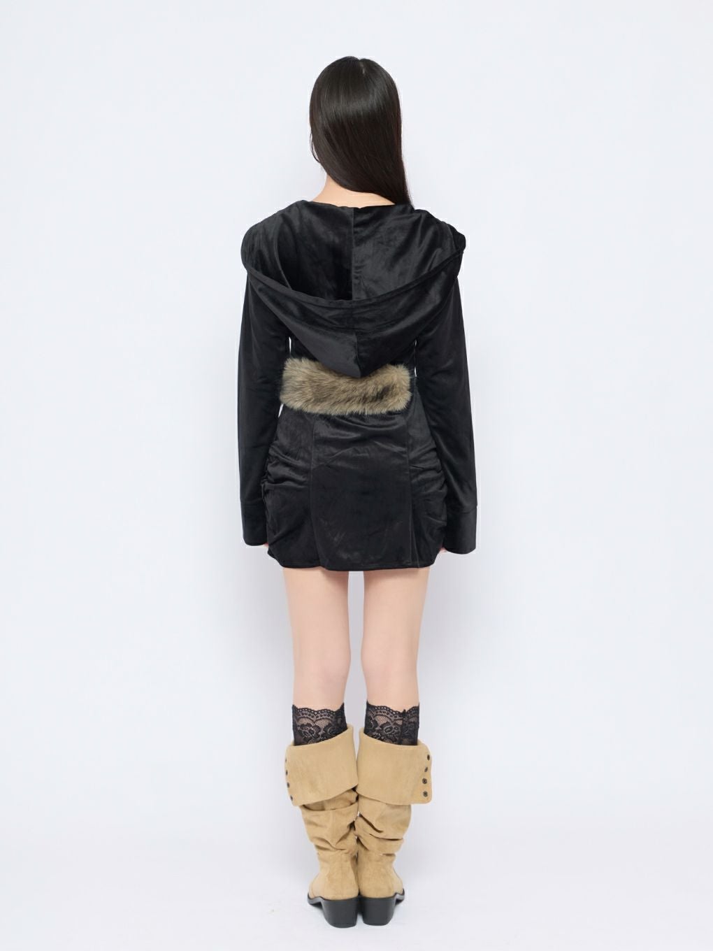 【BUBBLES】ファーベルベットワンピース