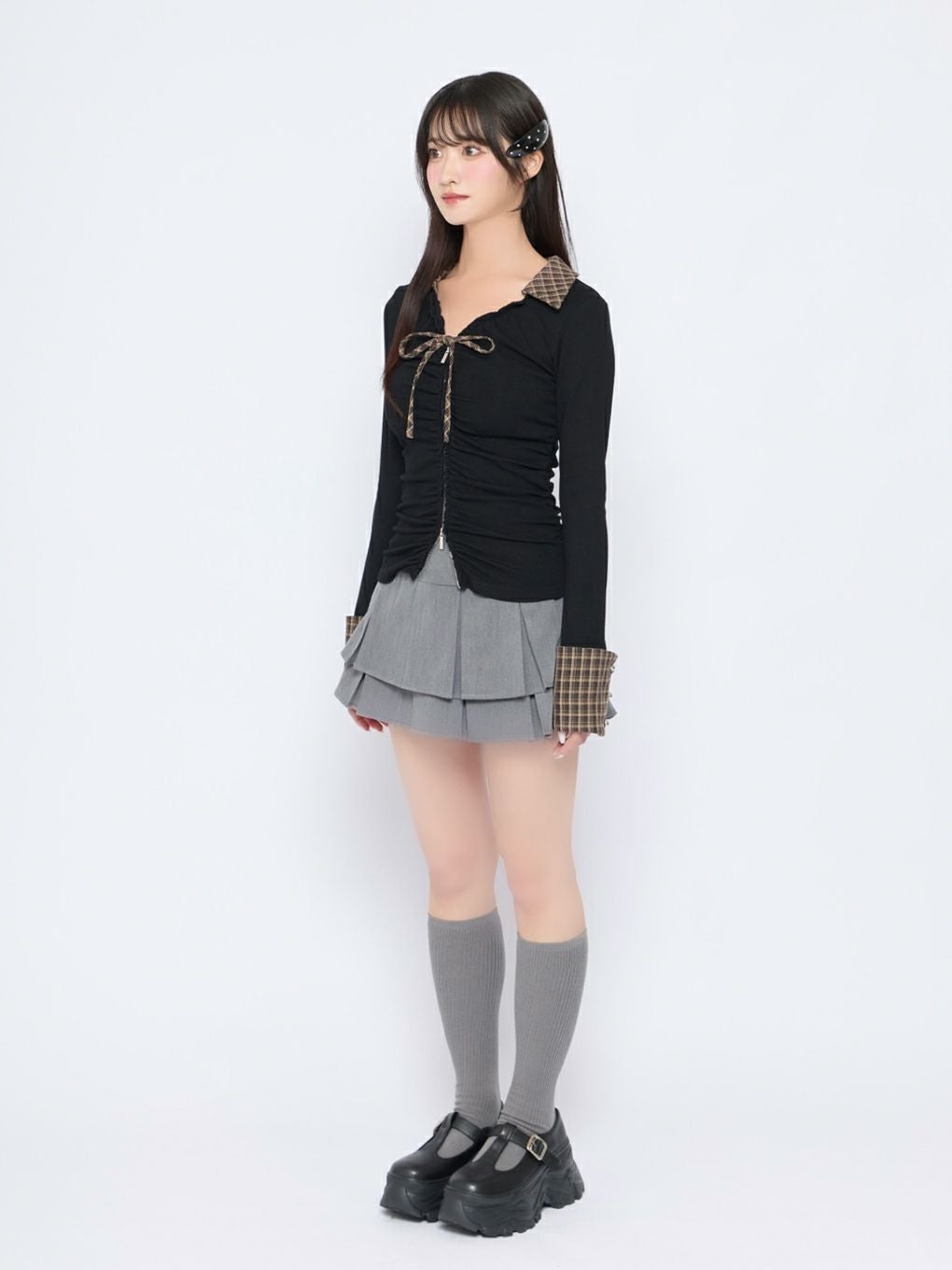 BUBBLES】ギャザーリボンシャツトップス | sparkling mall online store