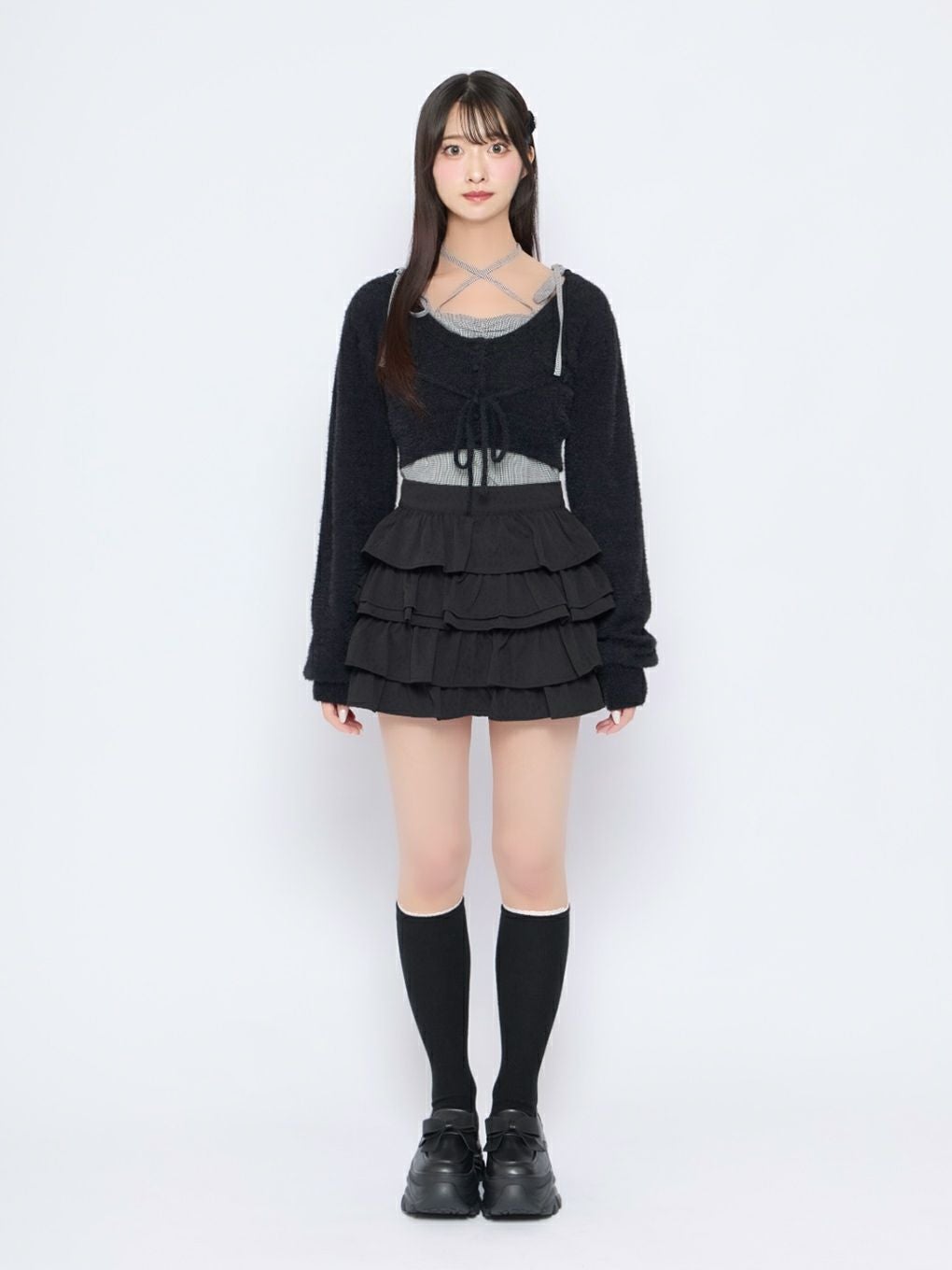 bubbles バブルス チェックリボンアンサンブル ブラック F BUBBLES】チェックリボンアンサンブル | sparkling mall online store