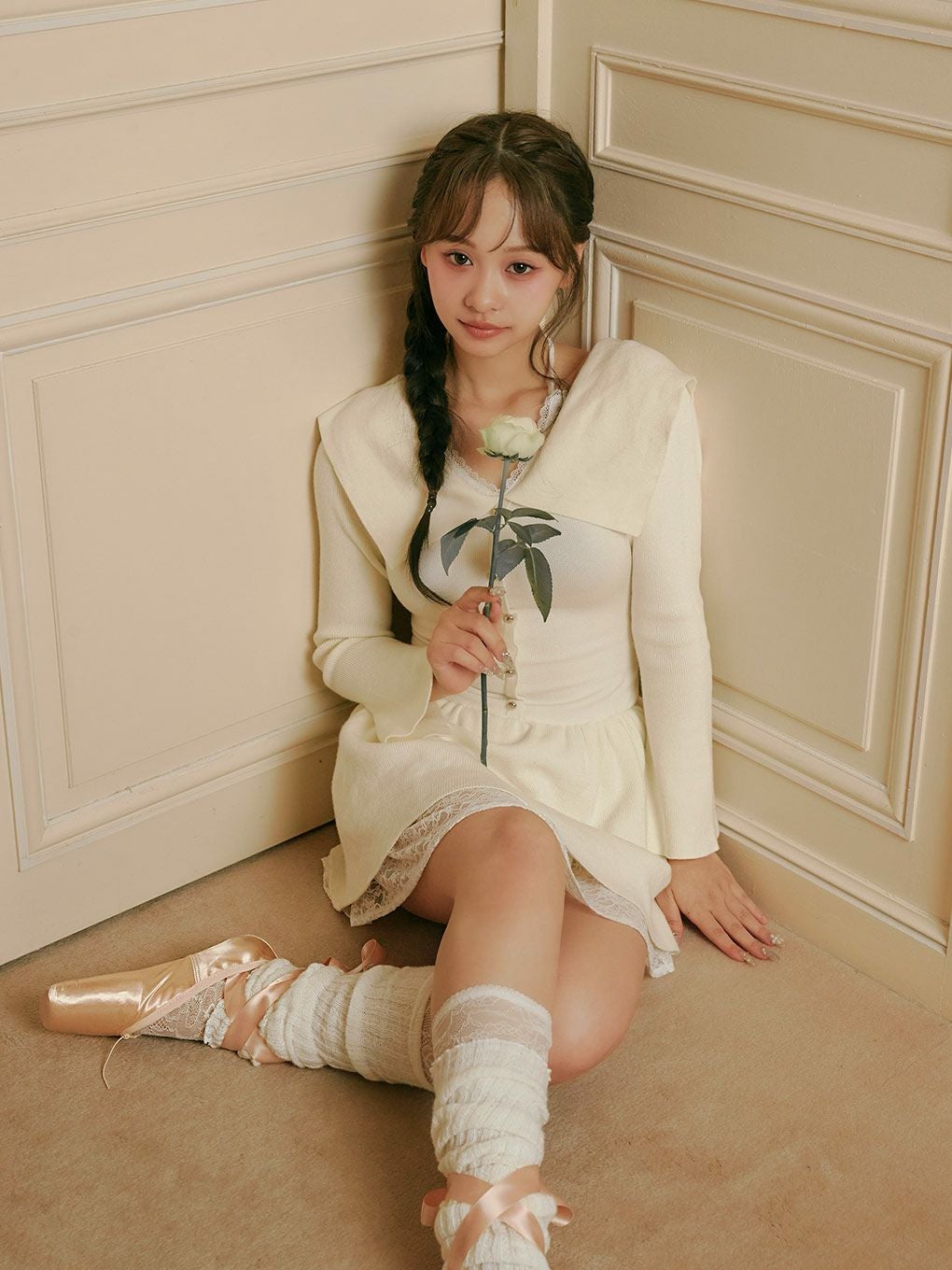 【BUBBLES】レイヤードフレアニットワンピース