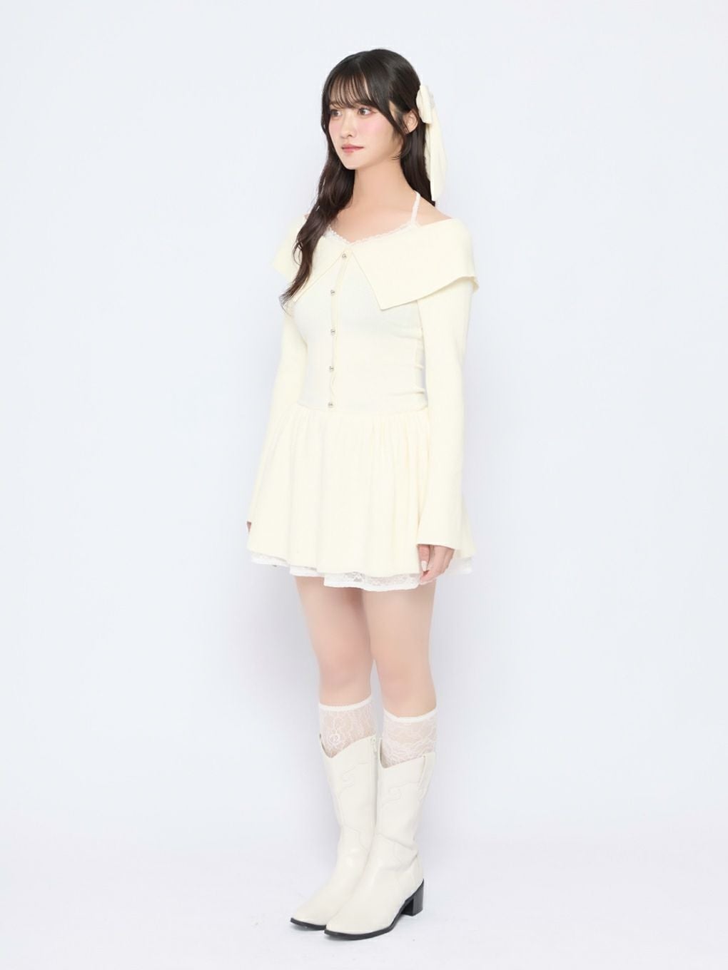 BUBBLES ガーリーレイヤードニットワンピース BUBBLES】レイヤードフレアニットワンピース | sparkling mall online