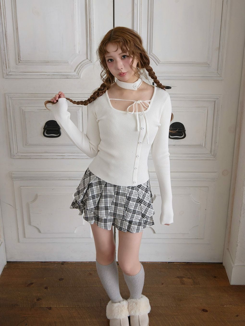BUBBLES】チョーカーボタンニットトップス | sparkling mall online store