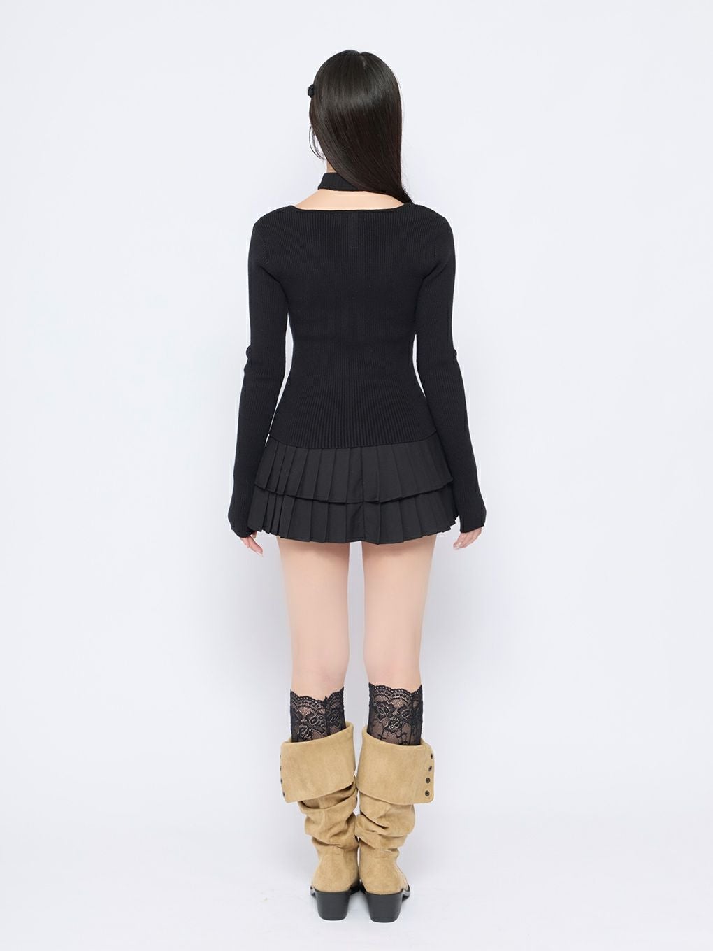 【BUBBLES】チョーカーボタンニットトップス