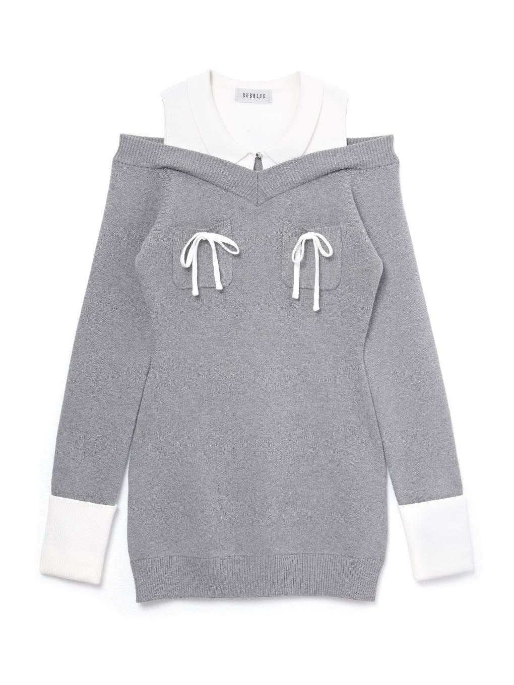 BUBBLES スクールガールニットワンピース　グレー Mサイズ BUBBLES】スクールガールニットワンピース | sparkling mall online store