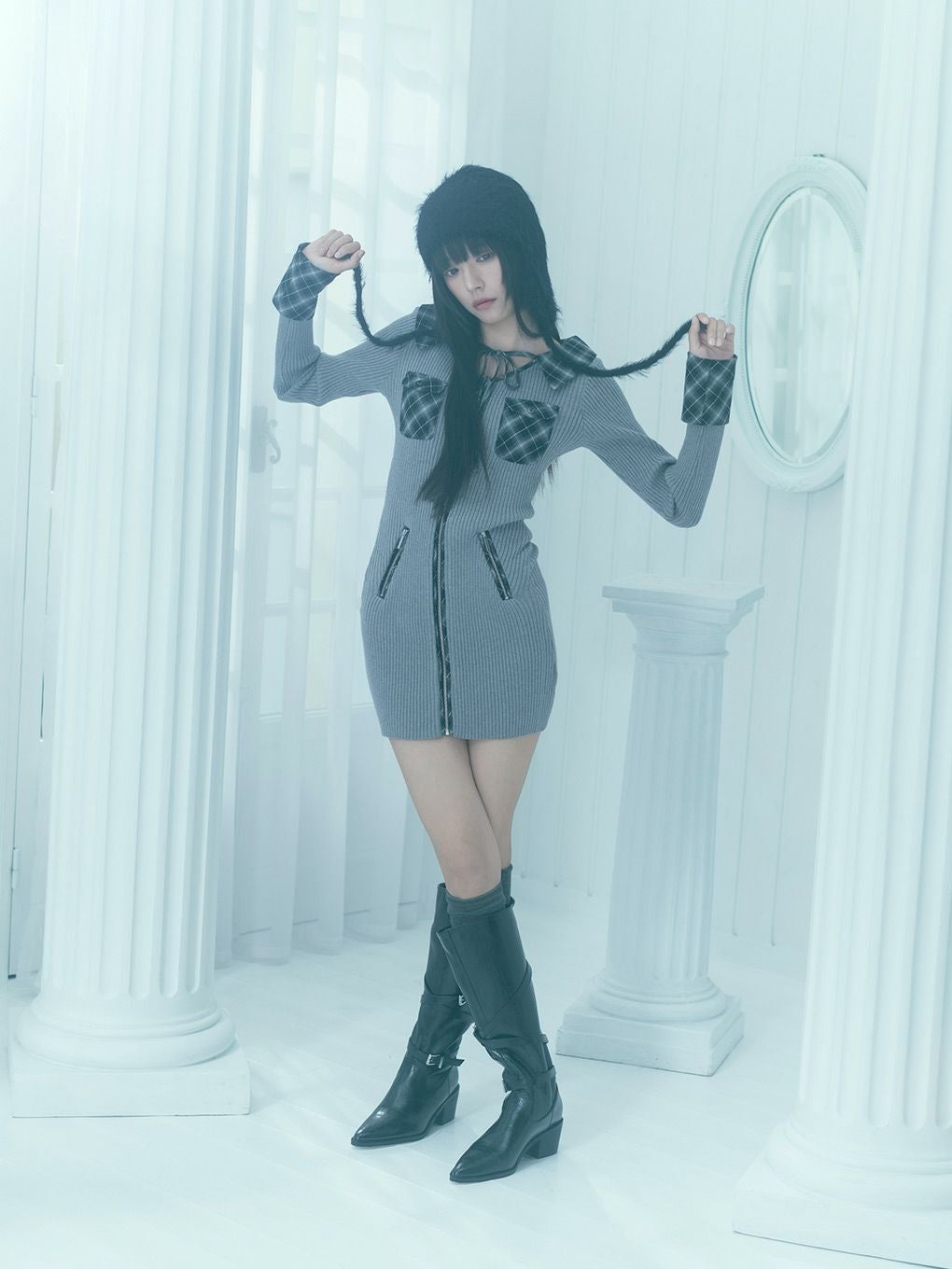 BUBBLES】フロントジップニットワンピース | sparkling mall online store