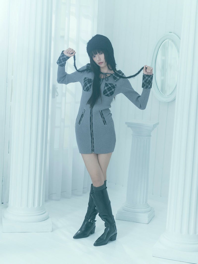 BUBBLES】フロントジップニットワンピース | sparkling mall online store