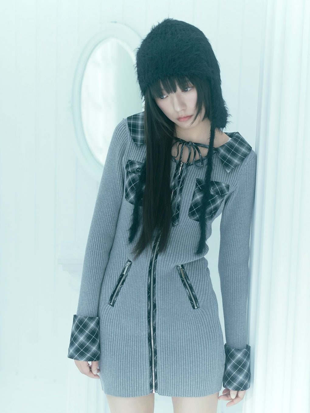 BUBBLES】フロントジップニットワンピース | sparkling mall online store
