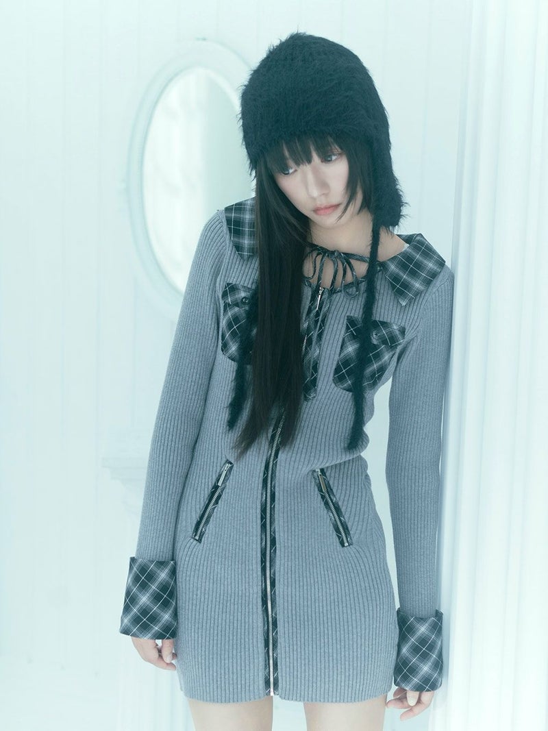 BUBBLES】フロントジップニットワンピース | sparkling mall online store