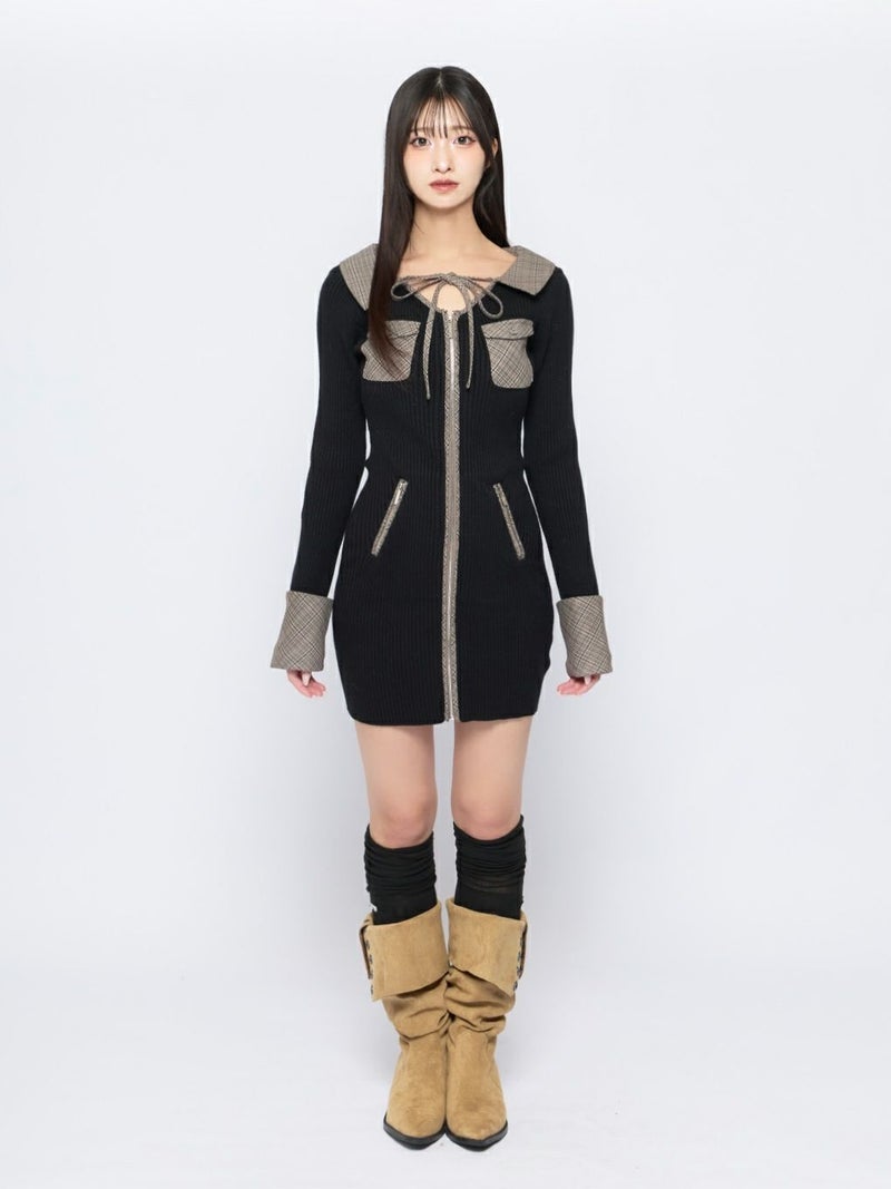 BUBBLES】フロントジップニットワンピース | sparkling mall online store
