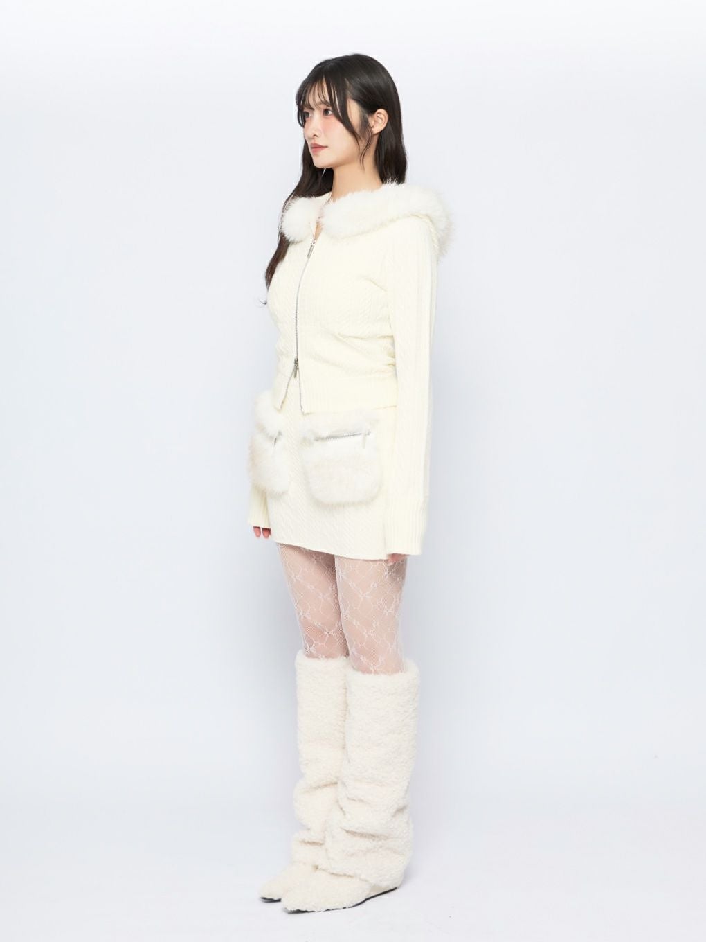 【BUBBLES】ケーブルニットパーカーセットアップ