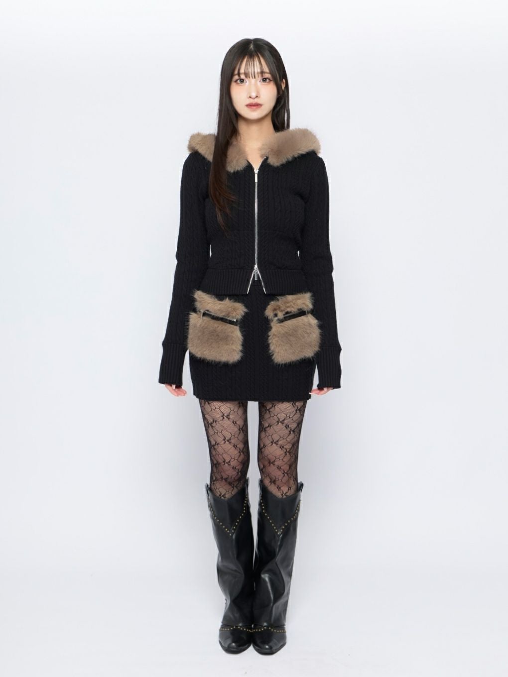 【BUBBLES】ケーブルニットパーカーセットアップ