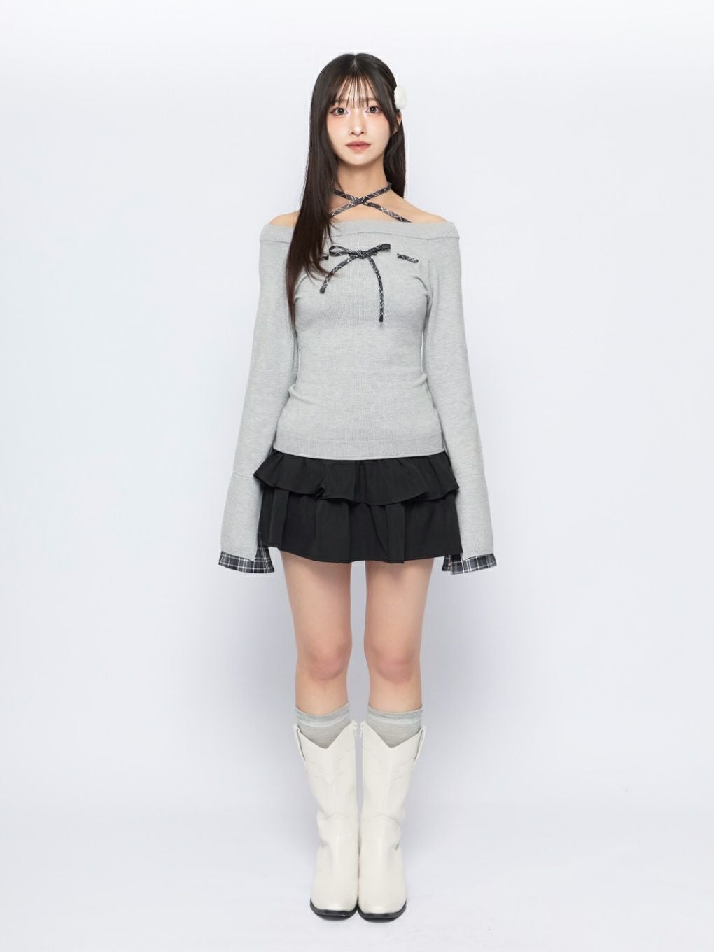 BUBBLES】チェックリボンニットトップス | sparkling mall online store