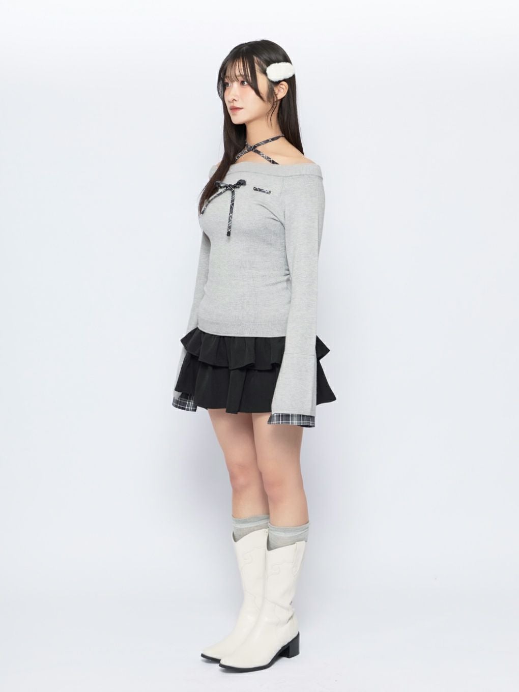 BUBBLES】チェックリボンニットトップス | sparkling mall online store