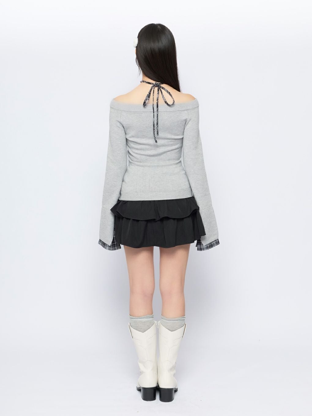 bubbles チェックリボンアンサンブル　ホワイト BUBBLES】チェックリボンアンサンブル | sparkling mall online store