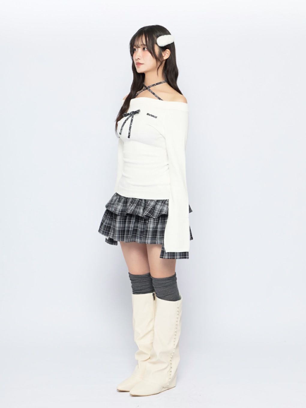BUBBLES】チェックリボンニットトップス | sparkling mall online store