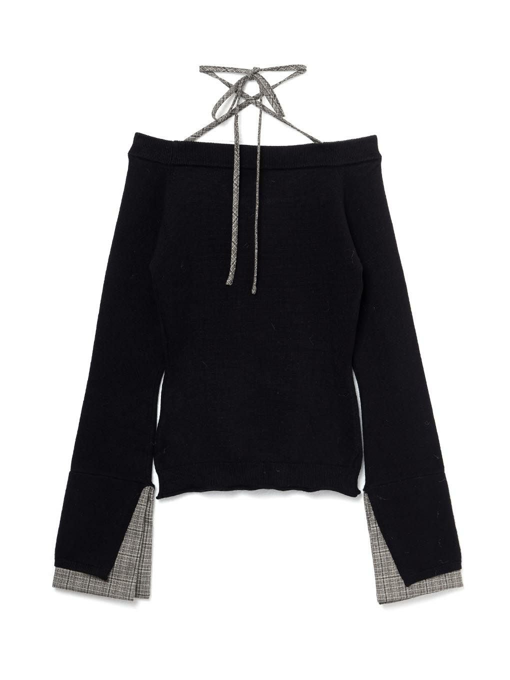 【BUBBLES】チェックリボンニットトップス