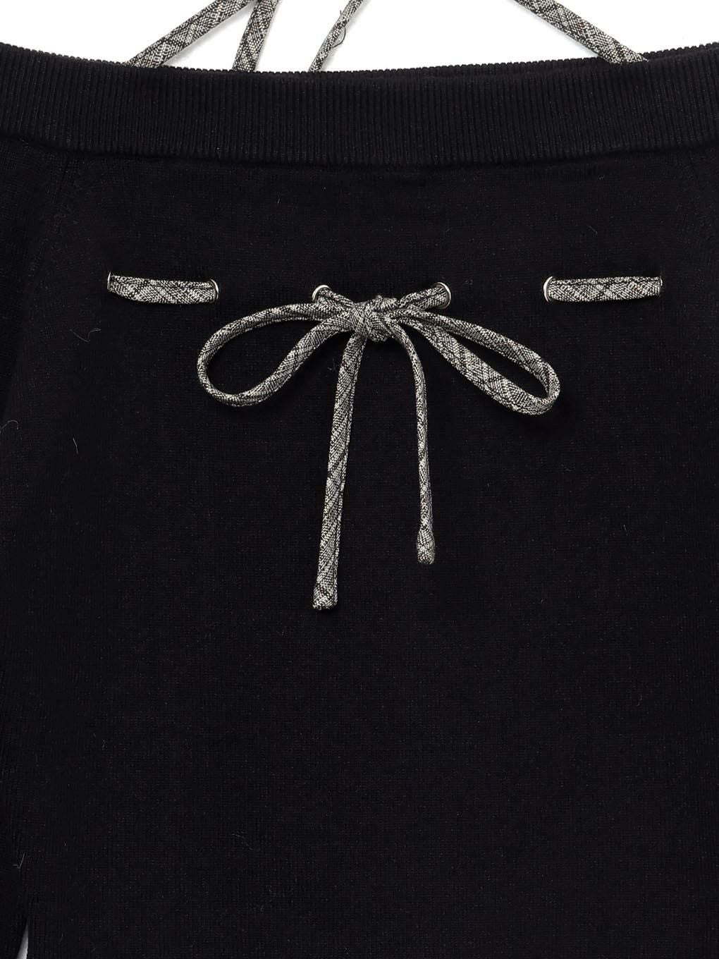 【BUBBLES】チェックリボンニットトップス