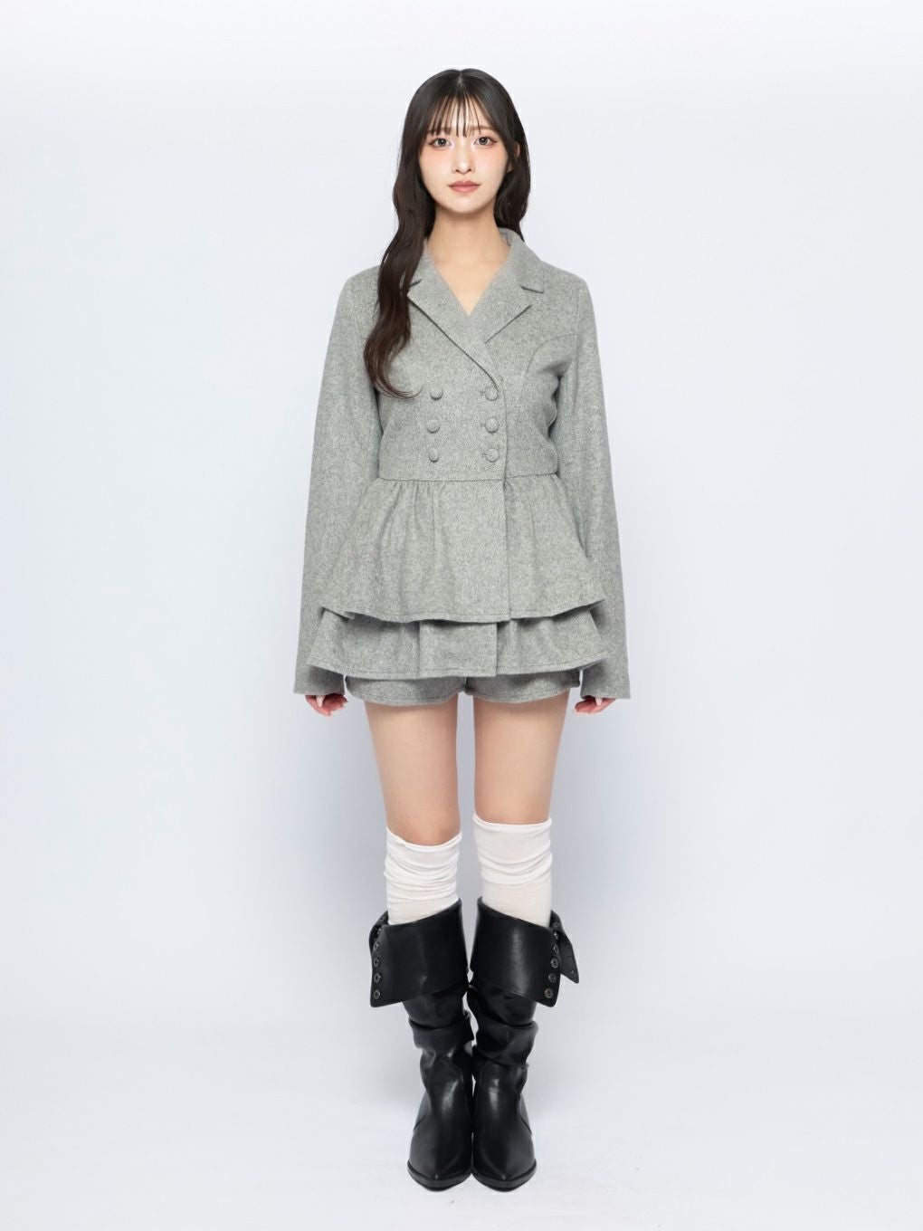 BUBBLESレイヤードペプラムセットアップ BUBBLES】レイヤードペプラムセットアップ | sparkling mall online store